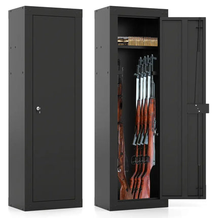 8 Rifle Safe Large Gun Cabinet with Storage Shelf-Black - Black - Safe Box