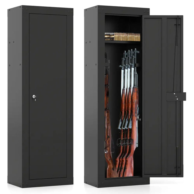 8 Rifle Safe Large Gun Cabinet with Storage Shelf-Black - Black - Safe Box