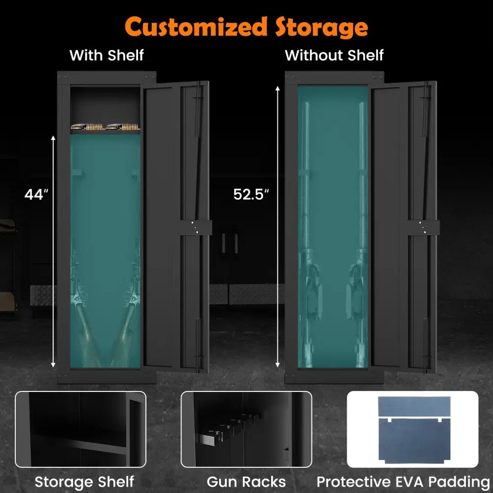 8 Rifle Safe Large Gun Cabinet with Storage Shelf-Black - Black - Safe Box