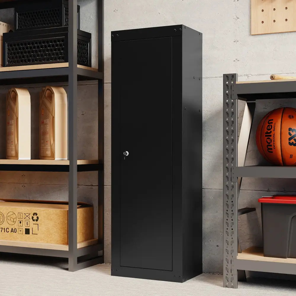 8 Rifle Safe Large Gun Cabinet with Storage Shelf-Black - Black - Safe Box