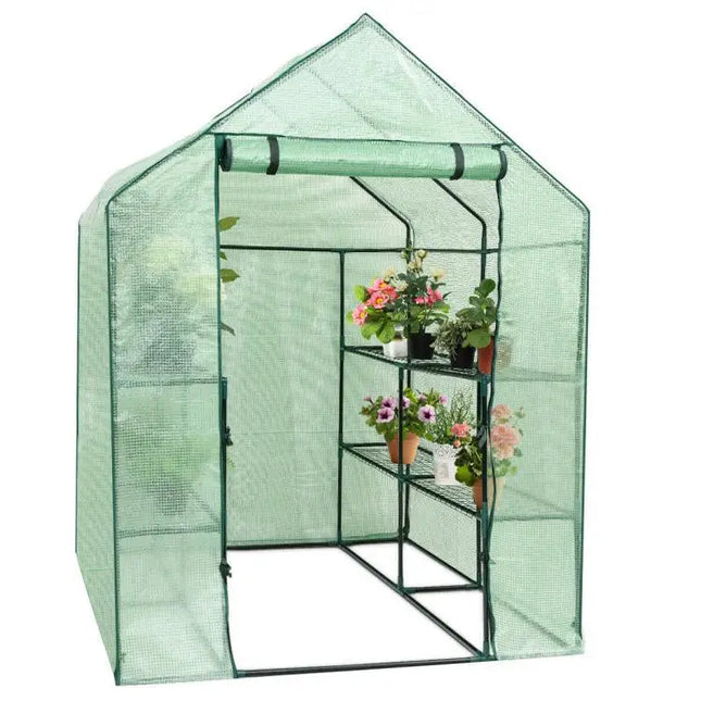 8 shelves Mini Walk In Greenhouse Outdoor Gardening Plant Green House - Green - Greenhouses