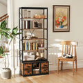 8-tier Bookshelf with 4 Fabric Drawers and Heavy-duty Metal Frame-Coffee - Coffee - Bookcases