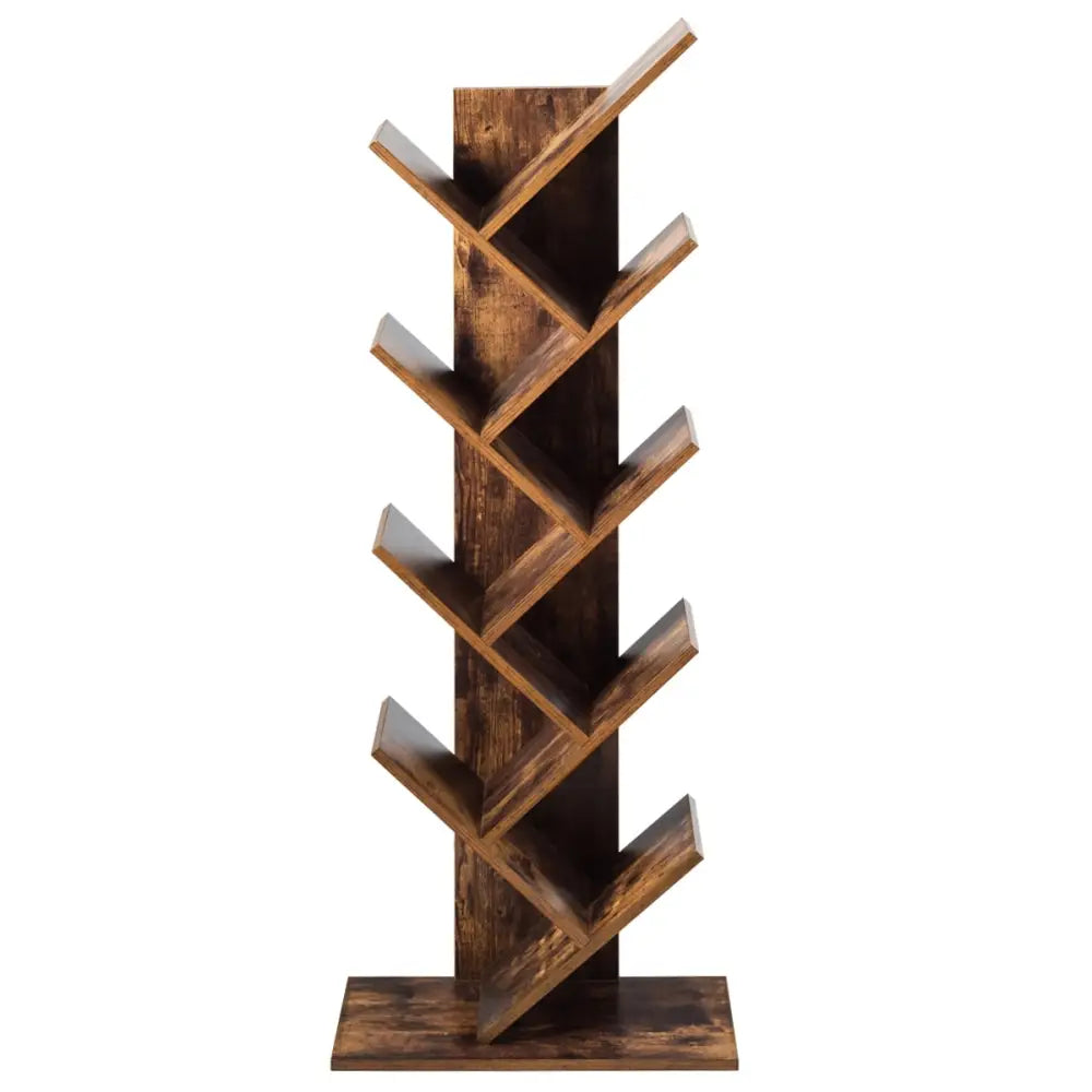 8-Tier Free Standing Tree Bookshelf-Coffee - Coffee - Bookcases