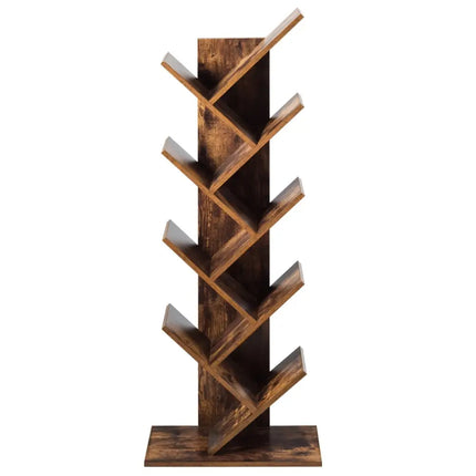 8-Tier Free Standing Tree Bookshelf-Coffee - Coffee - Bookcases