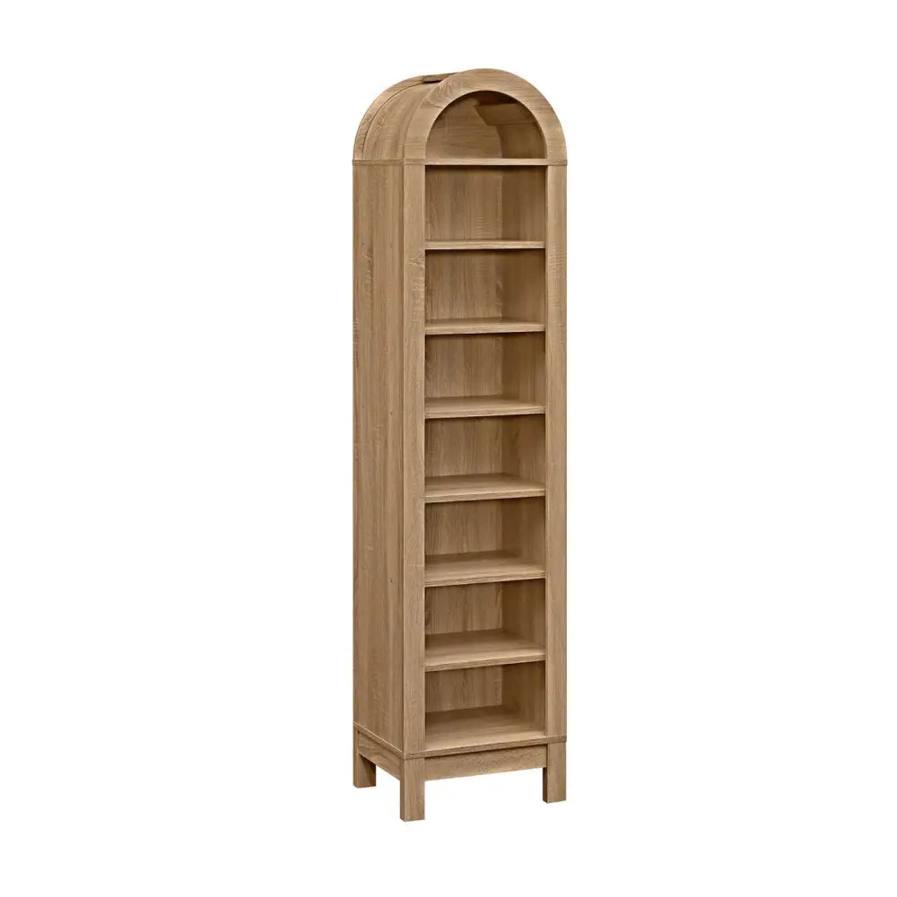 8-Tier Modern Arch Bookshelf with 3 Adjustable Shelves-Natural - Natural - Bookcases