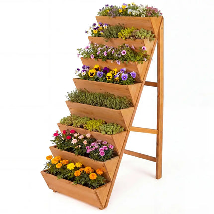8-tier Vertical Raised Garden Bed Wood Elevated Planter Box with Legs-Orange - Orange - Raised Garden Beds