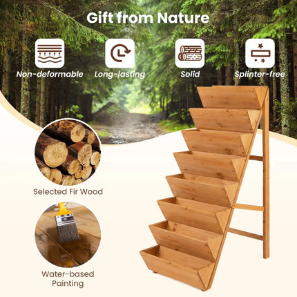 8-tier Vertical Raised Garden Bed Wood Elevated Planter Box with Legs-Orange - Orange - Raised Garden Beds