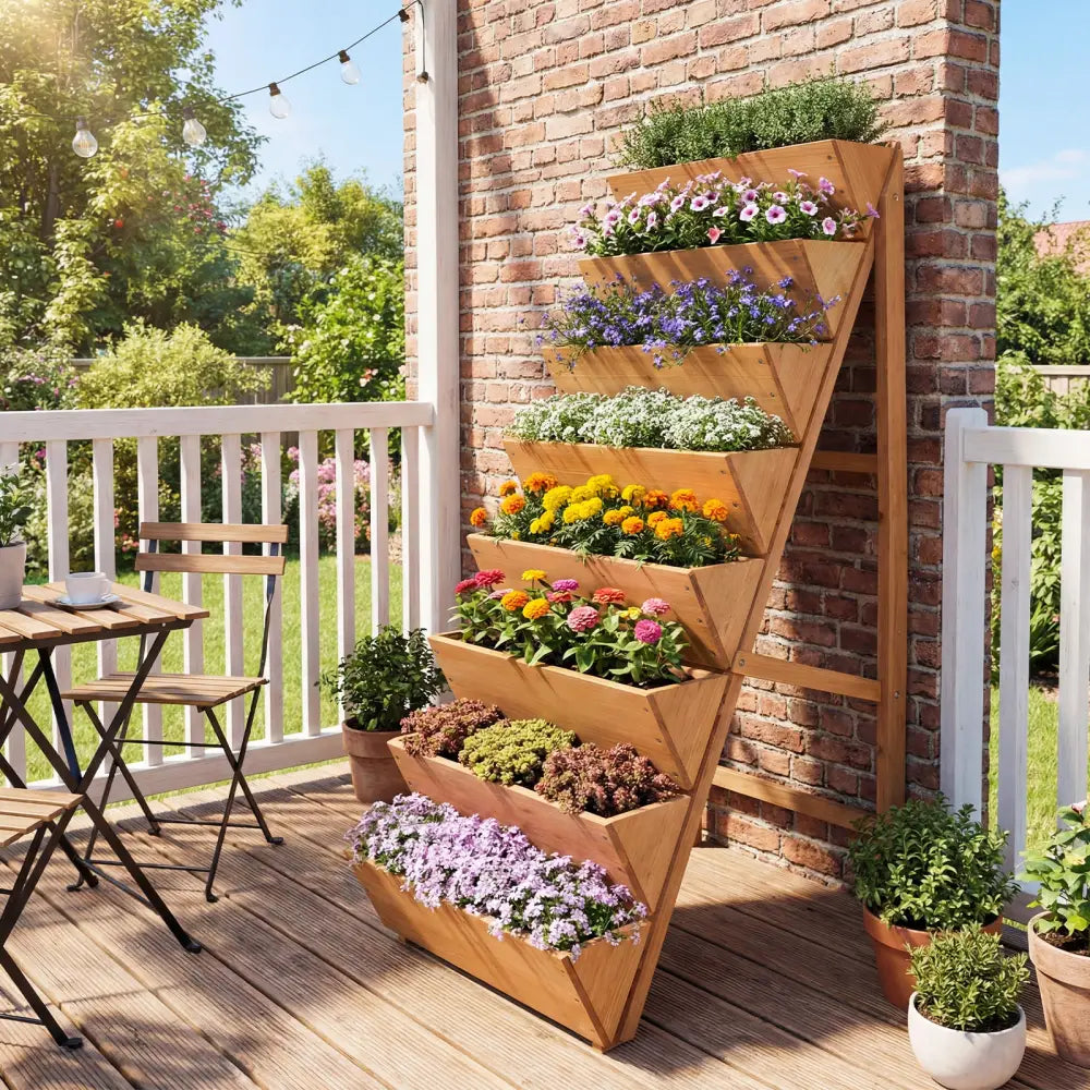 8-tier Vertical Raised Garden Bed Wood Elevated Planter Box with Legs-Orange - Orange - Raised Garden Beds