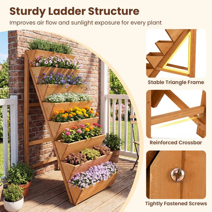 8-tier Vertical Raised Garden Bed Wood Elevated Planter Box with Legs-Orange - Orange - Raised Garden Beds