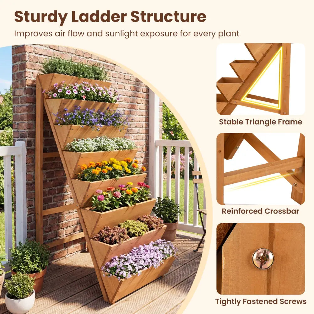 8-tier Vertical Raised Garden Bed Wood Elevated Planter Box with Legs-Orange - Orange - Raised Garden Beds