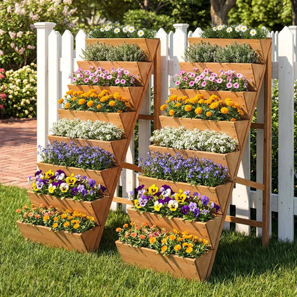 8-tier Vertical Raised Garden Bed Wood Elevated Planter Box with Legs-Orange - Orange - Raised Garden Beds