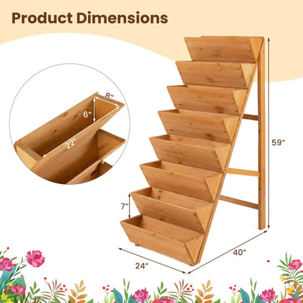 8-tier Vertical Raised Garden Bed Wood Elevated Planter Box with Legs-Orange - Orange - Raised Garden Beds