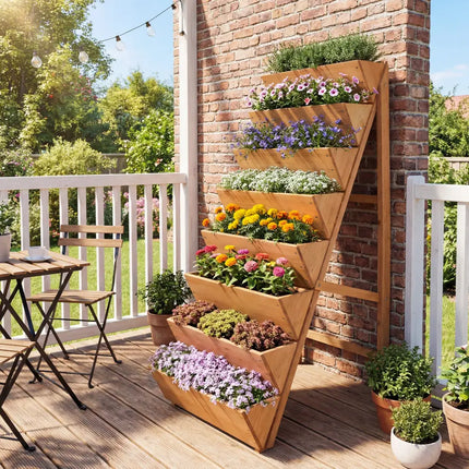 8-tier Vertical Raised Garden Bed Wood Elevated Planter Box with Legs-Orange - Orange - Raised Garden Beds