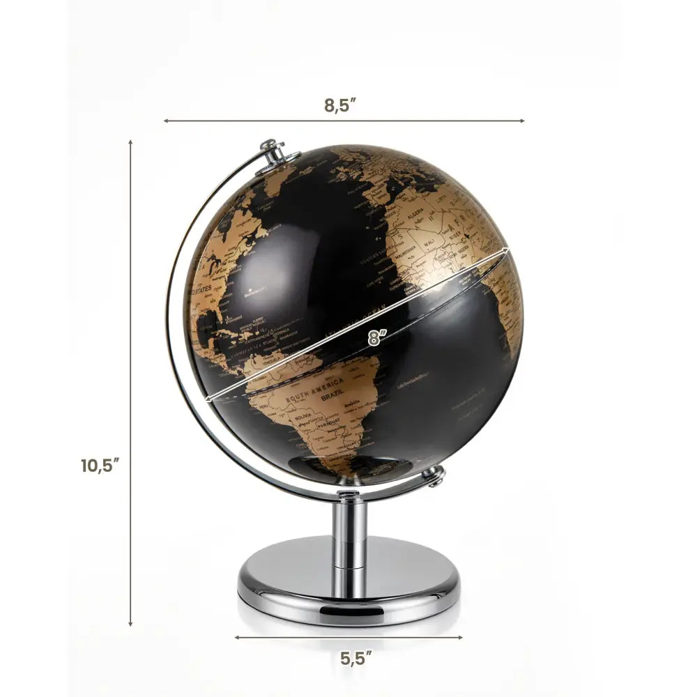 8’’ World Globe Modern Decorative Tabletop Earth Globe-Golden - Golden - Learning Toys