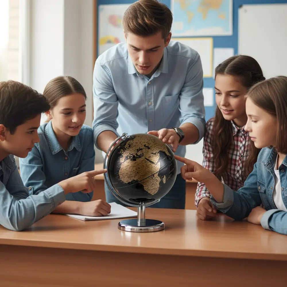 8’’ World Globe Modern Decorative Tabletop Earth Globe-Golden - Golden - Learning Toys