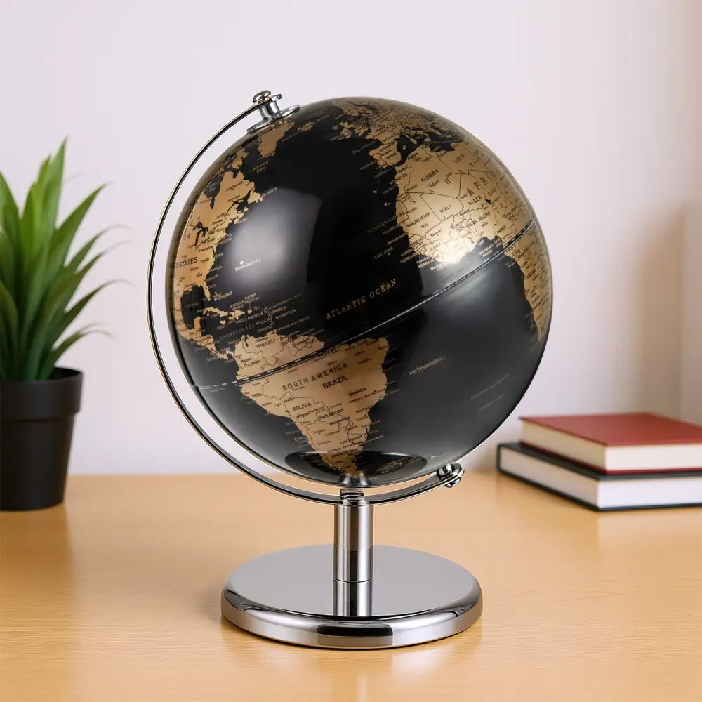 8’’ World Globe Modern Decorative Tabletop Earth Globe-Golden - Golden - Learning Toys