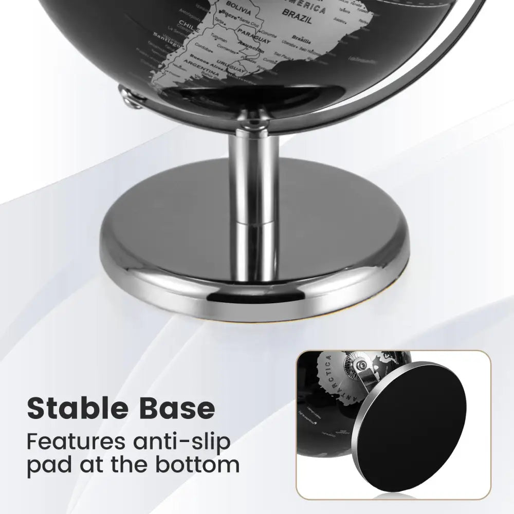 8’’ World Globe Modern Decorative Tabletop Earth Globe-Silver - Silver - Learning Toys