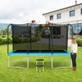 8 x 14 Feet Rectangular Recreational Trampoline with Safety Enclosure Net and Ladder-Blue - Blue - Trampolines