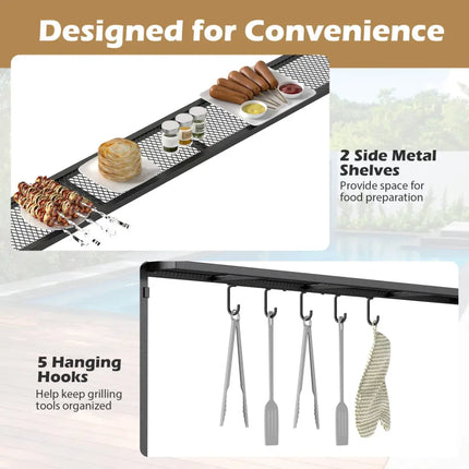 8 x 5 x 7 FT Grill Gazebo Outdoor BBQ Canopy with Metal Frame-Gray - Gray - Gazebos