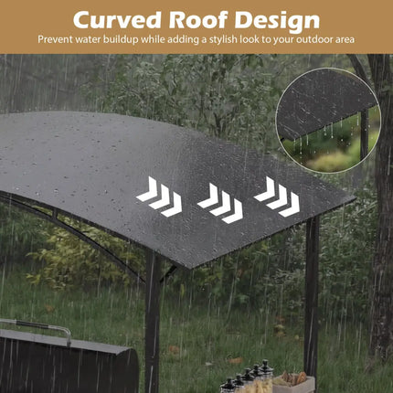 8 x 5 x 7 FT Grill Gazebo Outdoor BBQ Canopy with Metal Frame-Gray - Gray - Gazebos