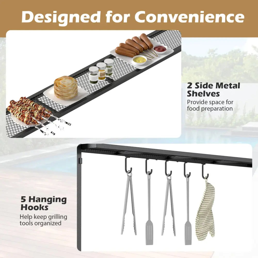 8 x 5 x 7 FT Grill Gazebo Outdoor BBQ Canopy with Metal Frame-Gray - Gray - Gazebos