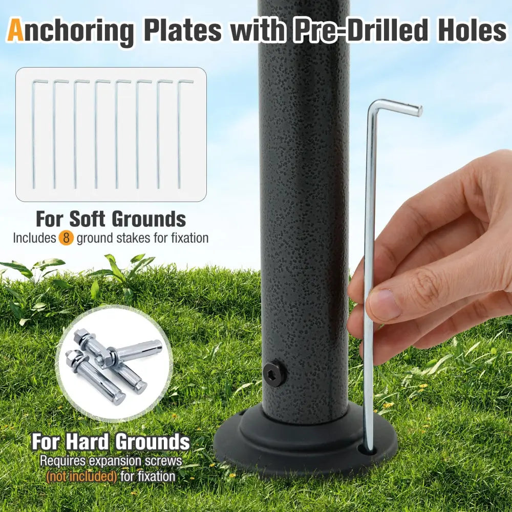 8 x 5 Feet Grill Gazebo with 2 Shelves 6 Hooks and Metal Frame-Gray - Gray - Gazebos