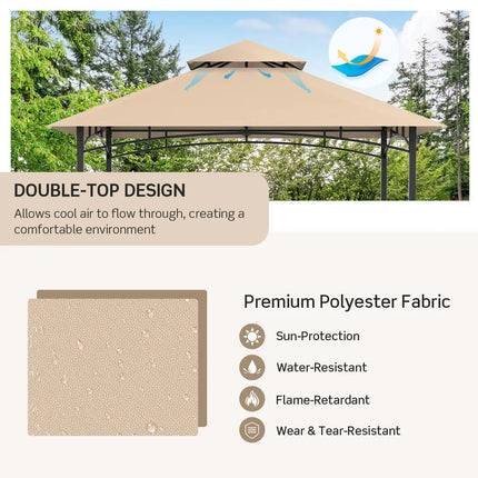 8 x 5 Feet Outdoor Barbecue Grill Gazebo Canopy Tent BBQ Shelter - Beige - Gazebos