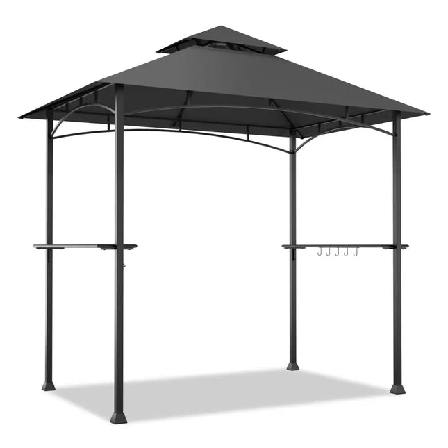 8 x 5 Feet Outdoor Barbecue Grill Gazebo Canopy Tent BBQ Shelter-Dark Gray - Dark Gray - Gazebos