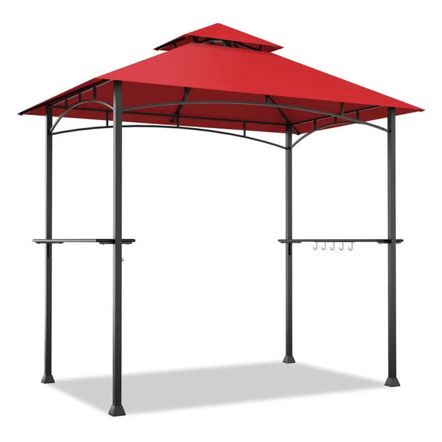 8 x 5 Feet Outdoor Barbecue Grill Gazebo Canopy Tent BBQ Shelter-Wine - Dark Red - Gazebos