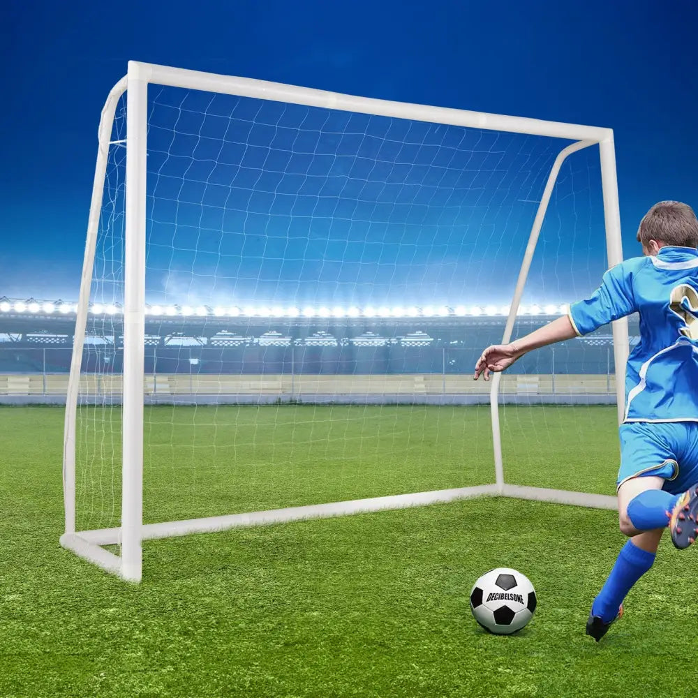 8 x 6 Ft Soccer Goal with Ground Stakes and Soccer Cones - White - Sport Equipments