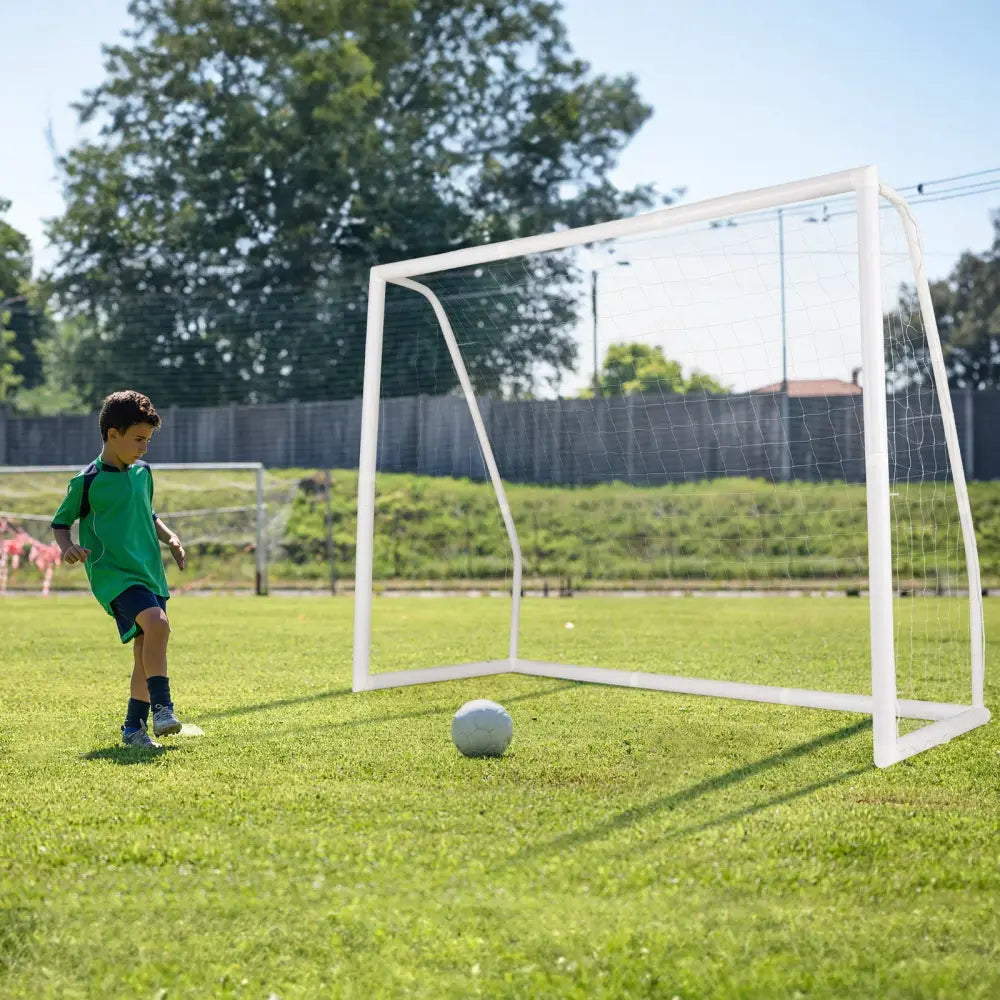 8 x 6 Ft Soccer Goal with Ground Stakes and Soccer Cones - White - Sport Equipments