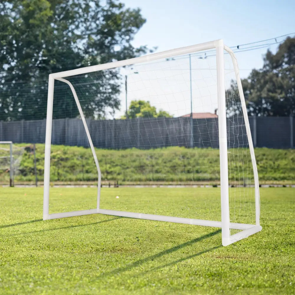 8 x 6 Ft Soccer Goal with Ground Stakes and Soccer Cones - White - Sport Equipments
