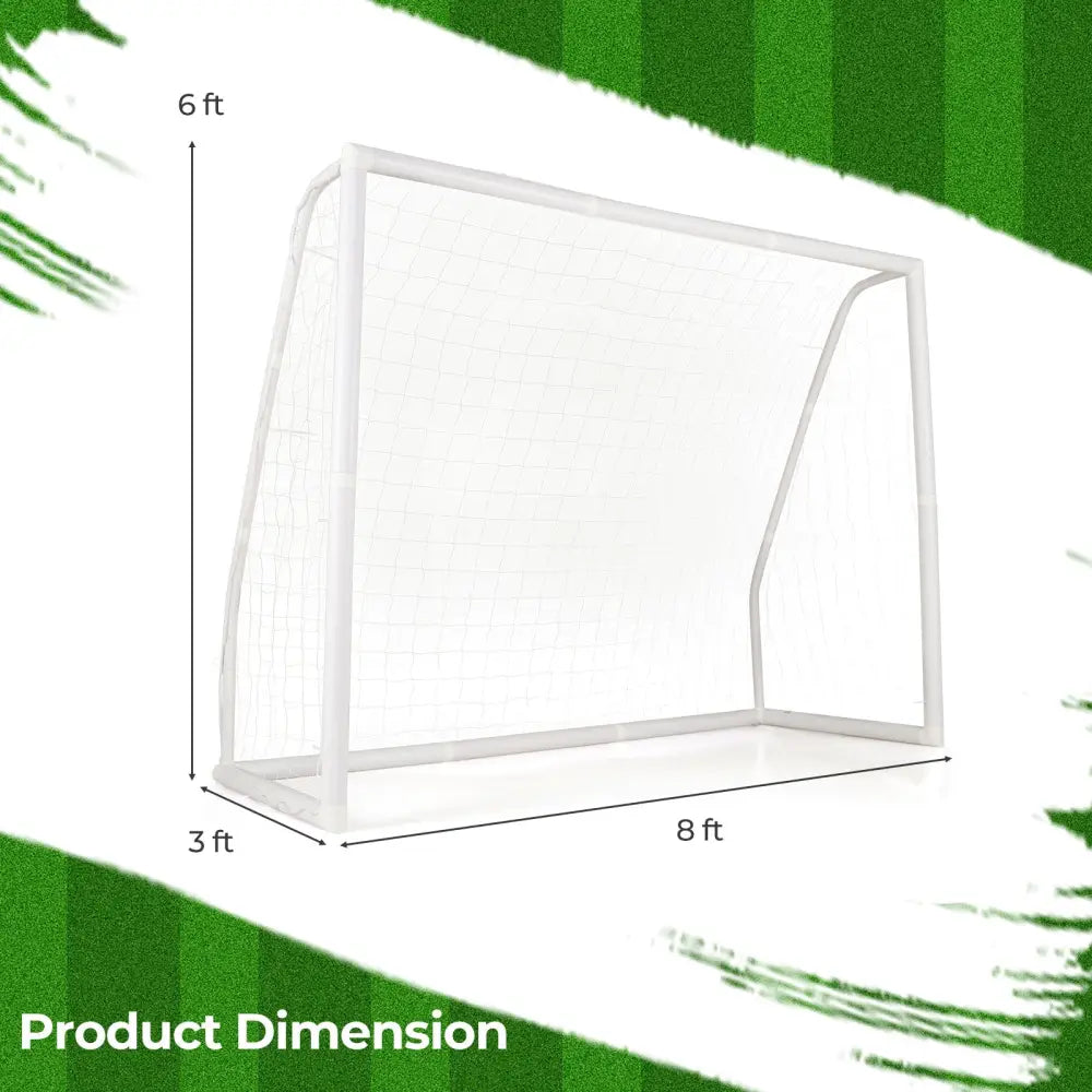 8 x 6 Ft Soccer Goal with Ground Stakes and Soccer Cones - White - Sport Equipments
