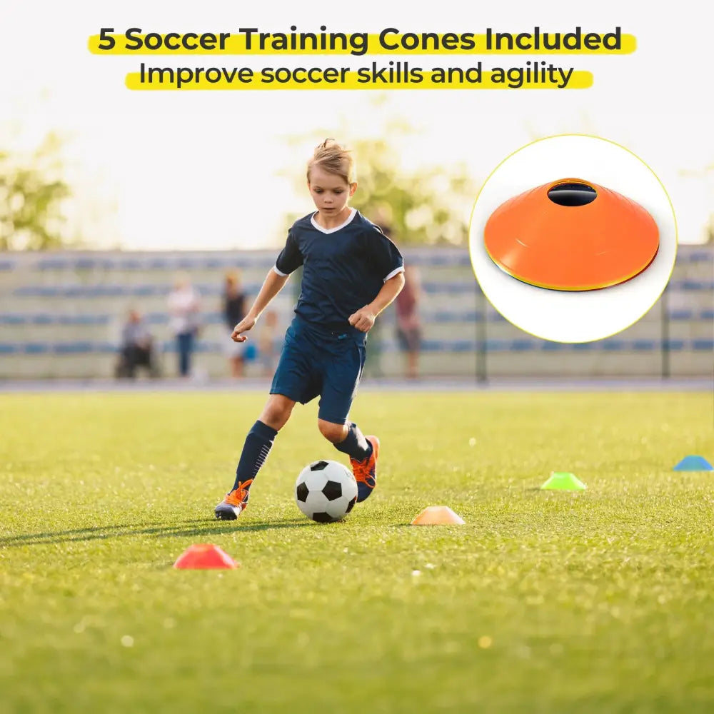 8 x 6 Ft Soccer Goal with Ground Stakes and Soccer Cones - White - Sport Equipments