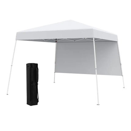 8 X 8 Feet Pop up Canopy Tent with 1 Sidewall and Portable Backpack-White - White - Canopies