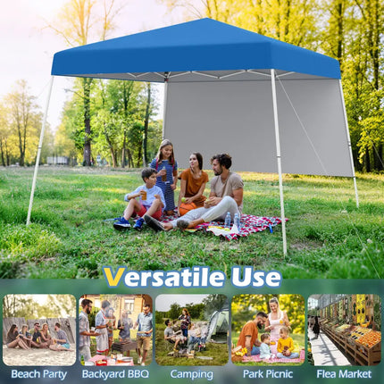 8 X 8 Feet Pop up Canopy Tent with 1 Sidewall and Portable Backpack-Blue - Blue - Canopies