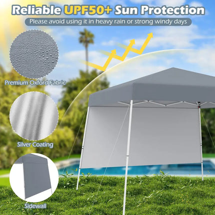 8 X 8 Feet Pop up Canopy Tent with 1 Sidewall and Portable Backpack-Gray - Gray - Canopies