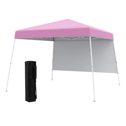 8 X 8 Feet Pop up Canopy Tent with 1 Sidewall and Portable Backpack-Pink - Pink - Canopies