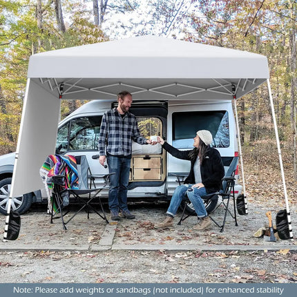 8 X 8 Feet Pop up Canopy Tent with 1 Sidewall and Portable Backpack-White - White - Canopies