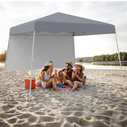 8 X 8 Feet Pop up Canopy Tent with 1 Sidewall and Portable Backpack-Gray - Gray - Canopies