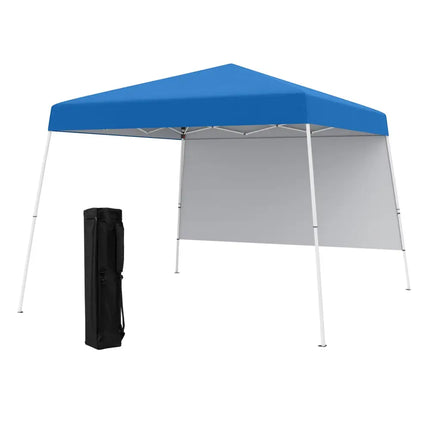 8 X 8 Feet Pop up Canopy Tent with 1 Sidewall and Portable Backpack-Blue - Blue - Canopies