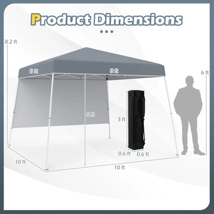 8 X 8 Feet Pop up Canopy Tent with 1 Sidewall and Portable Backpack-Gray - Gray - Canopies
