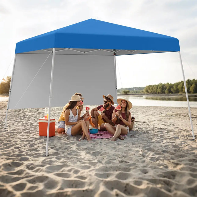 8 X 8 Feet Pop up Canopy Tent with 1 Sidewall and Portable Backpack-Blue - Blue - Canopies