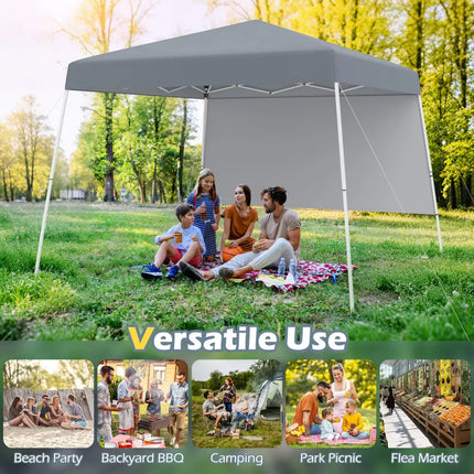 8 X 8 Feet Pop up Canopy Tent with 1 Sidewall and Portable Backpack-Gray - Gray - Canopies