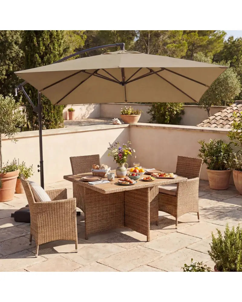 8 x 8 FT Offset Cantilever Patio Umbrella Square Hanging Outdoor Market Umbrella with 360° Rotation-Rustic Brown