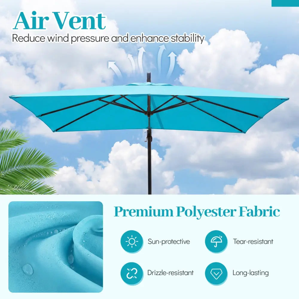 8 x 8 FT Offset Cantilever Patio Umbrella Square Hanging Outdoor Market Umbrella with 360° Rotation-Turquoise