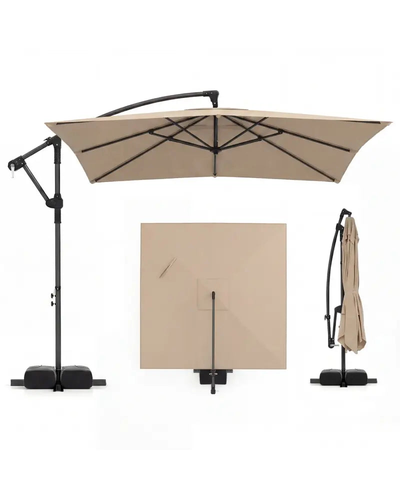 8 x 8 FT Offset Cantilever Patio Umbrella Square Hanging Outdoor Market Umbrella with 360° Rotation-Rustic Brown