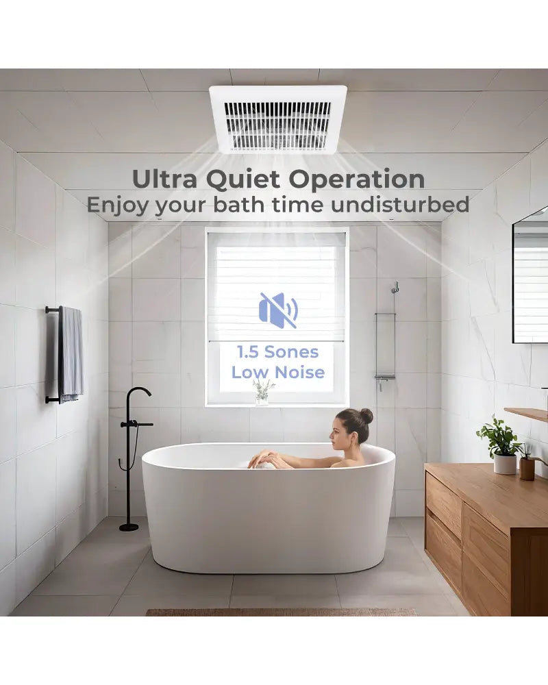 80 CFM Bathroom Exhaust Fan with Metal Housing and 4 Inches Duct - White - Ventilation Fans