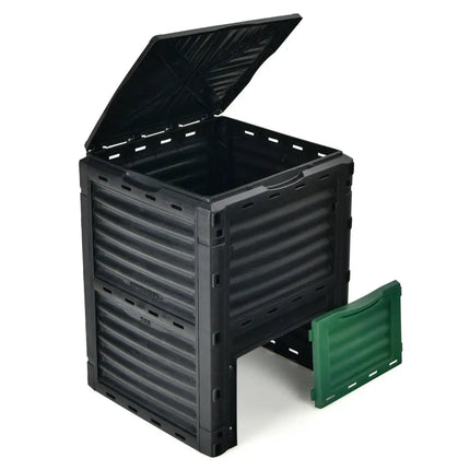 80-Gallon Outdoor Composter with Large Openable Lid and Bottom Exit Door-Green - Green - Garden Tools