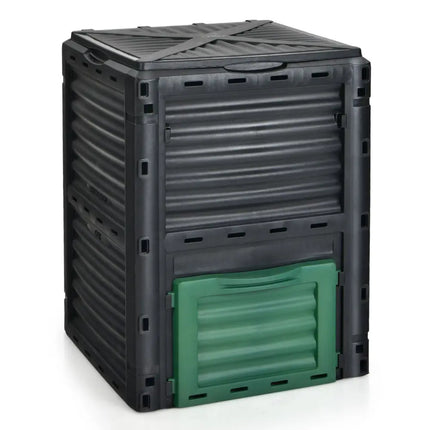 80-Gallon Outdoor Composter with Large Openable Lid and Bottom Exit Door-Green - Green - Garden Tools
